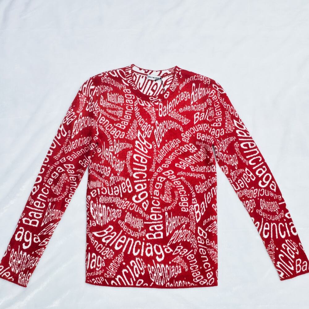 Balenciaga 'Velvet Wave' Allover Logo Knit Sweater | Sizes XS - M